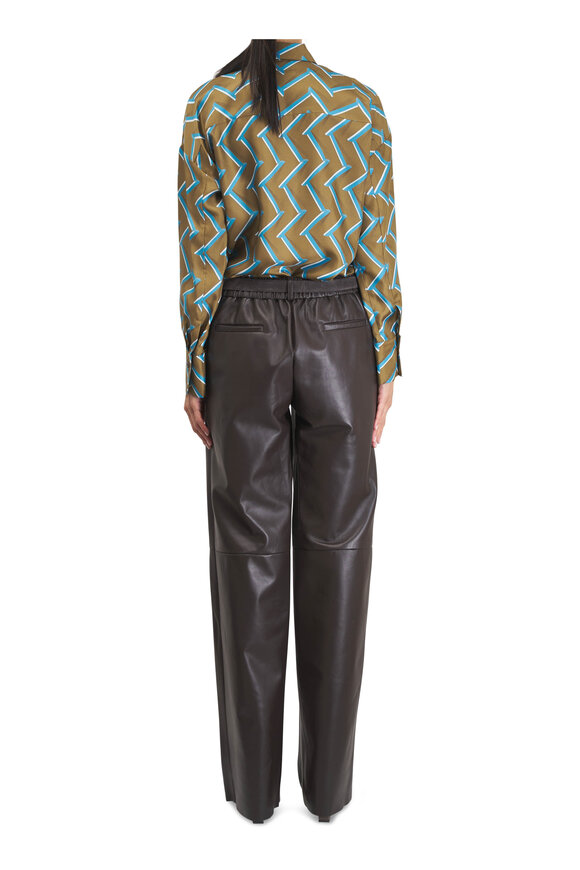 Antonelli Perlage Chocolate Wide-Leg Leather Pant - view 4