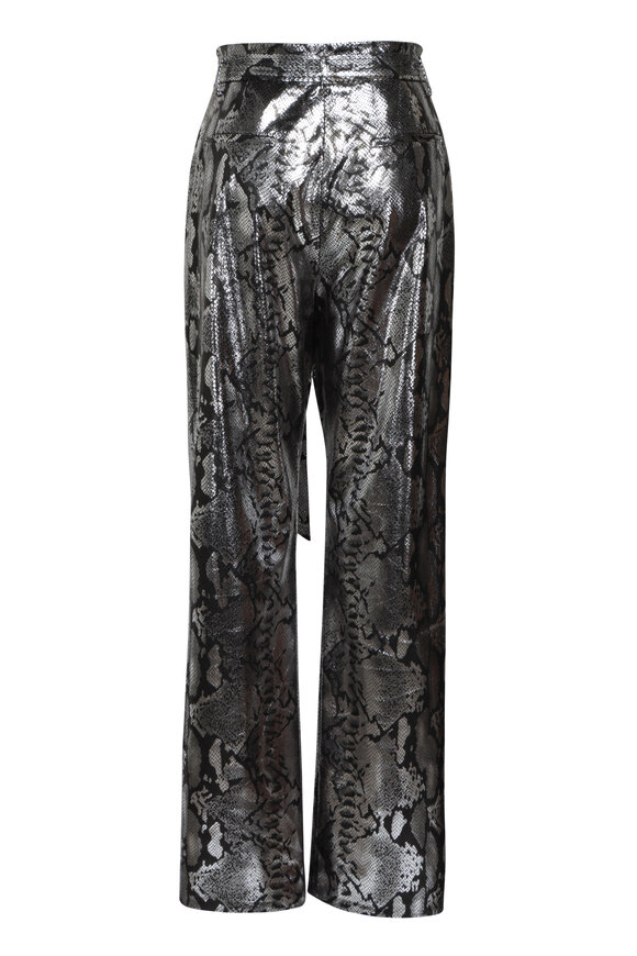 LaPointe Silver Snakeskin Belted Pant - view 2