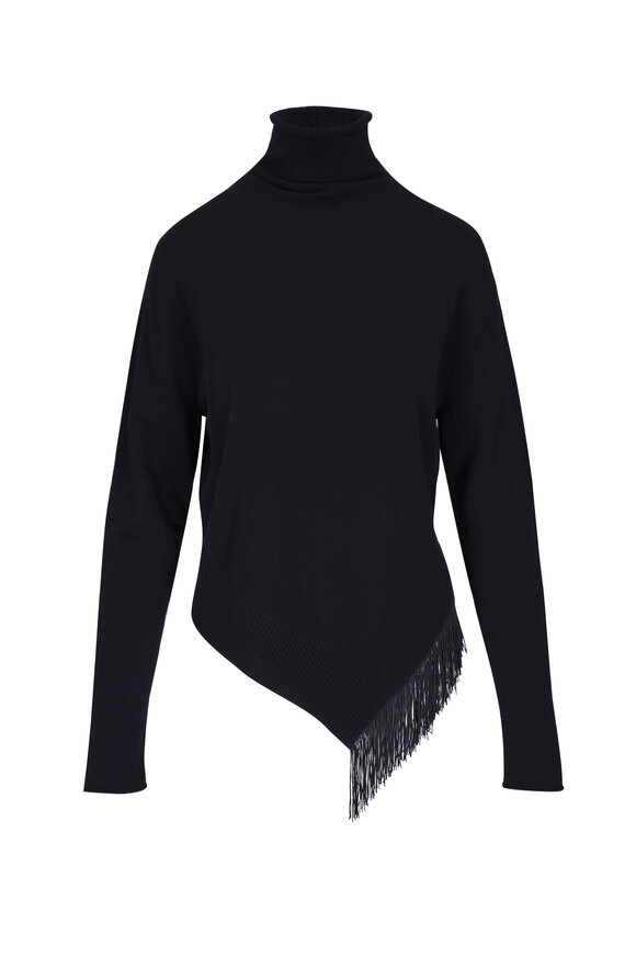 Dorothee Schumacher Fringe Statement Black Wool & Cashmere Sweater