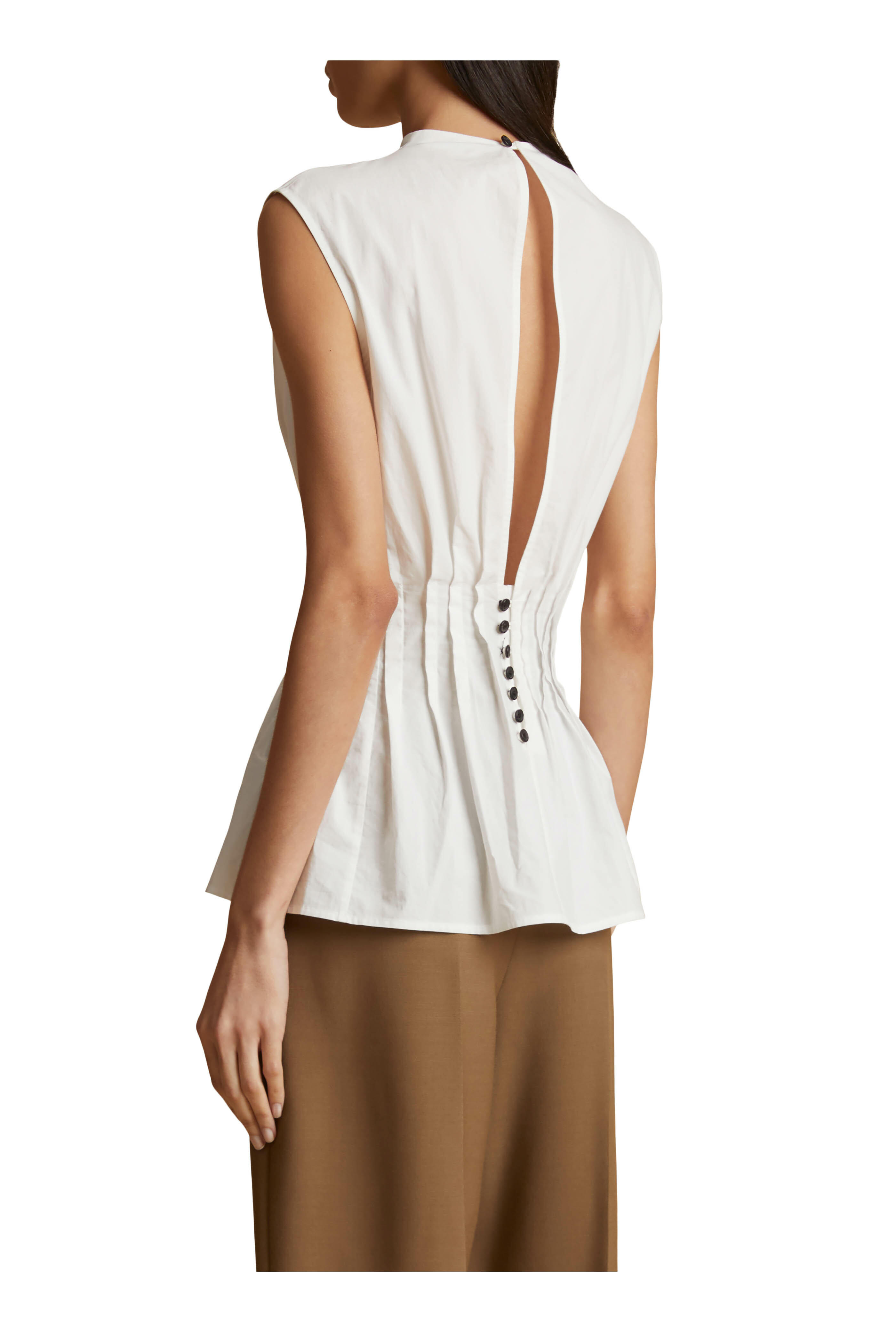 【関税込み】KHAITE THE MINTA TOP Khaite - Minta Cream & Blue Printed Blouse | Mitchell Stores
