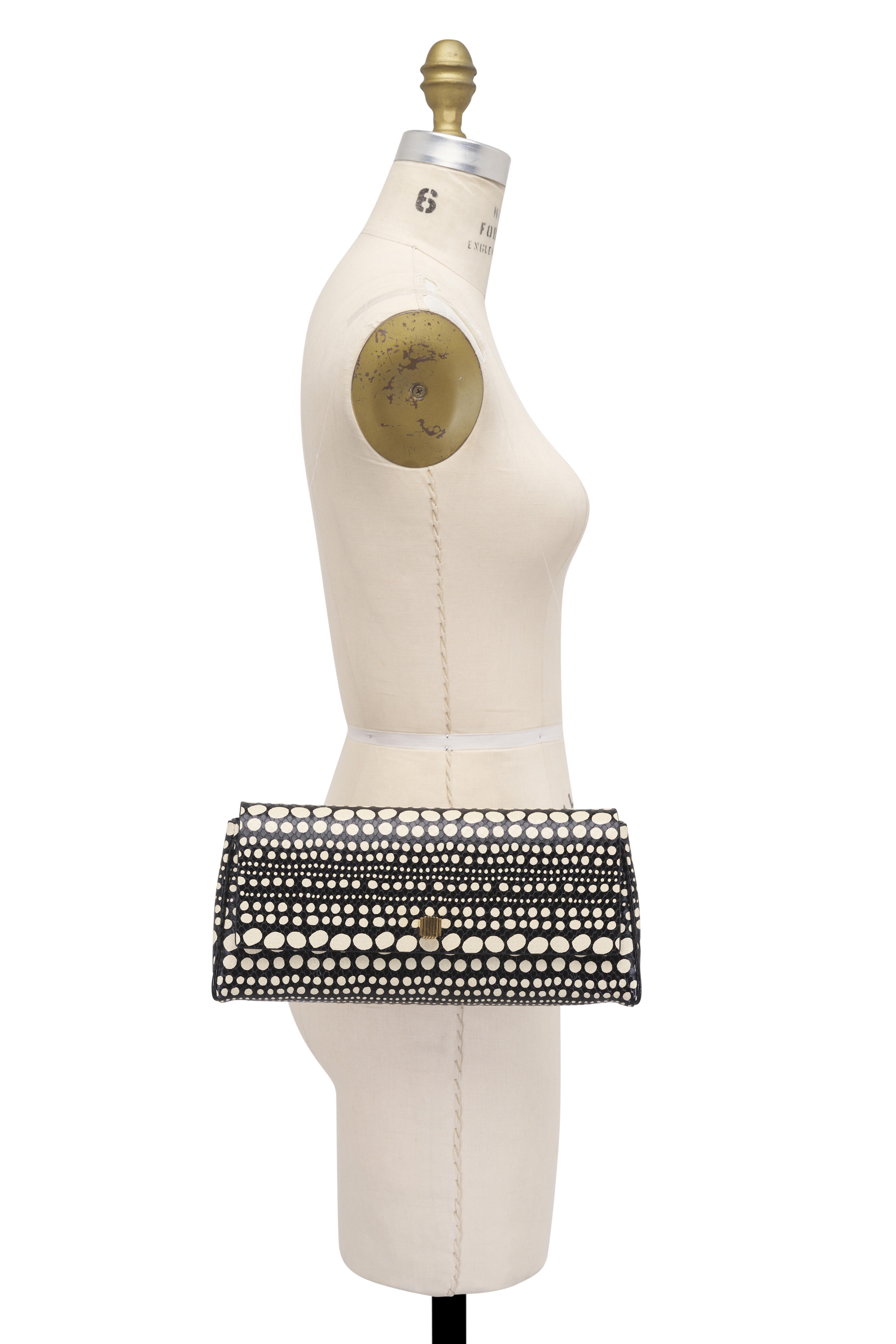 Khaite - Audrey Black & Cream Dot Print Clutch