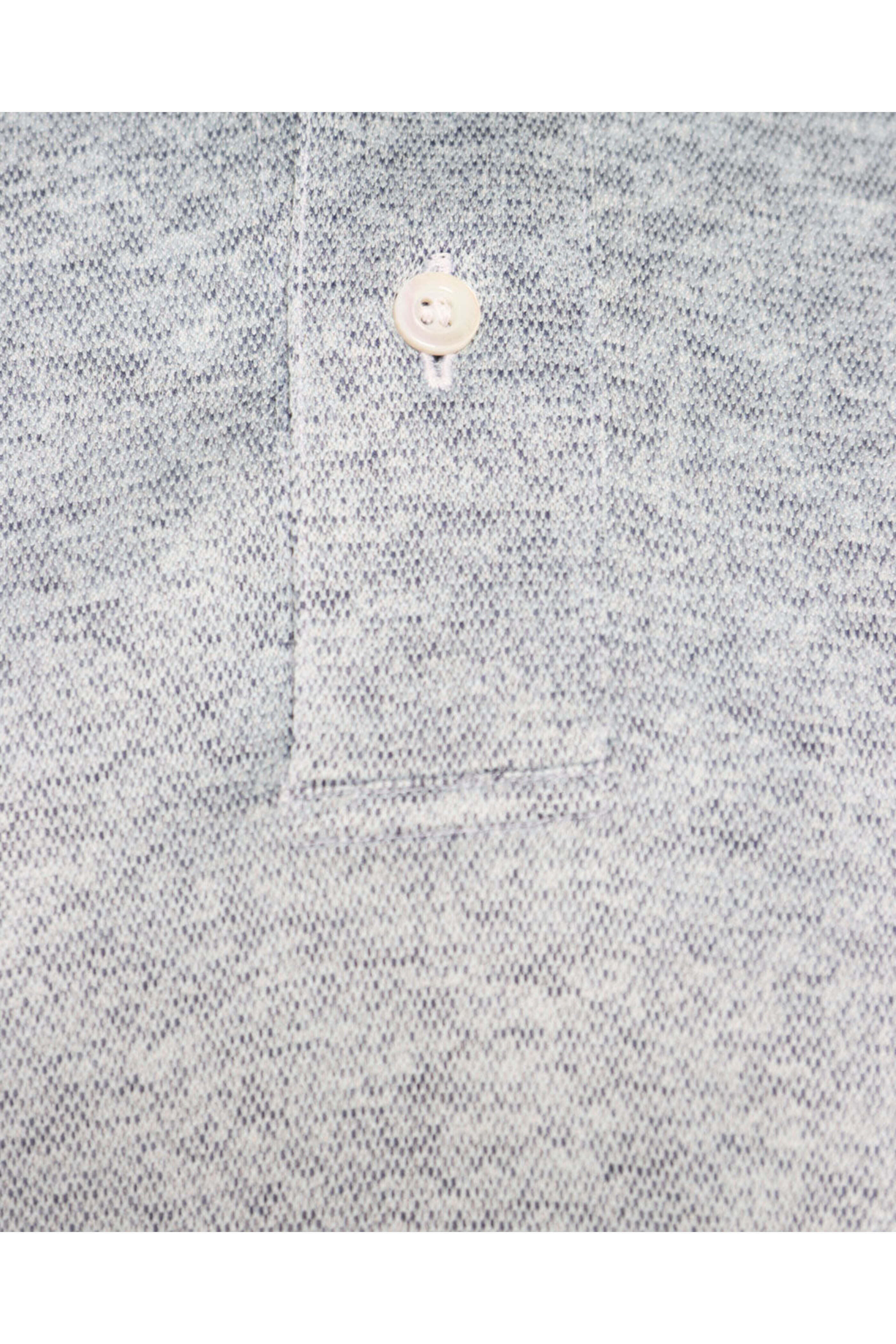 Fray - Light Blue Feathered Cotton Knit Short Sleeve Polo