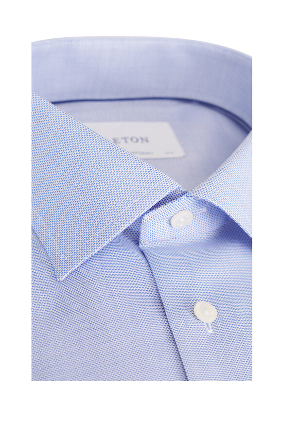 Eton Dark Blue Textured Cotton Dress Shirt - view 2
