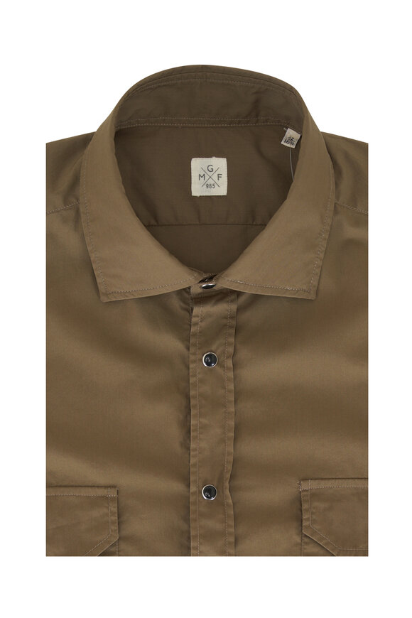 GMF Solid Olive Cotton Sport Shirt