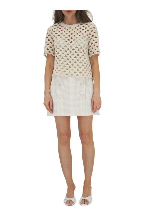 Adam Lippes - Pearl Embroidered Lattice Knit Top