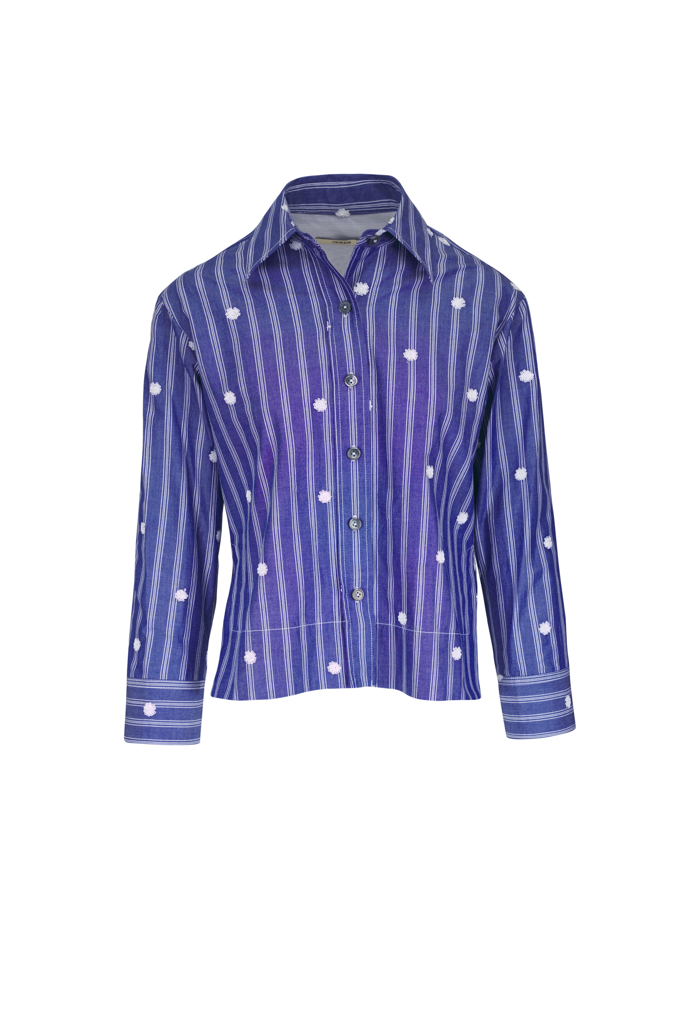 Odeeh - Embroidered Blue & White Stripe Blouse