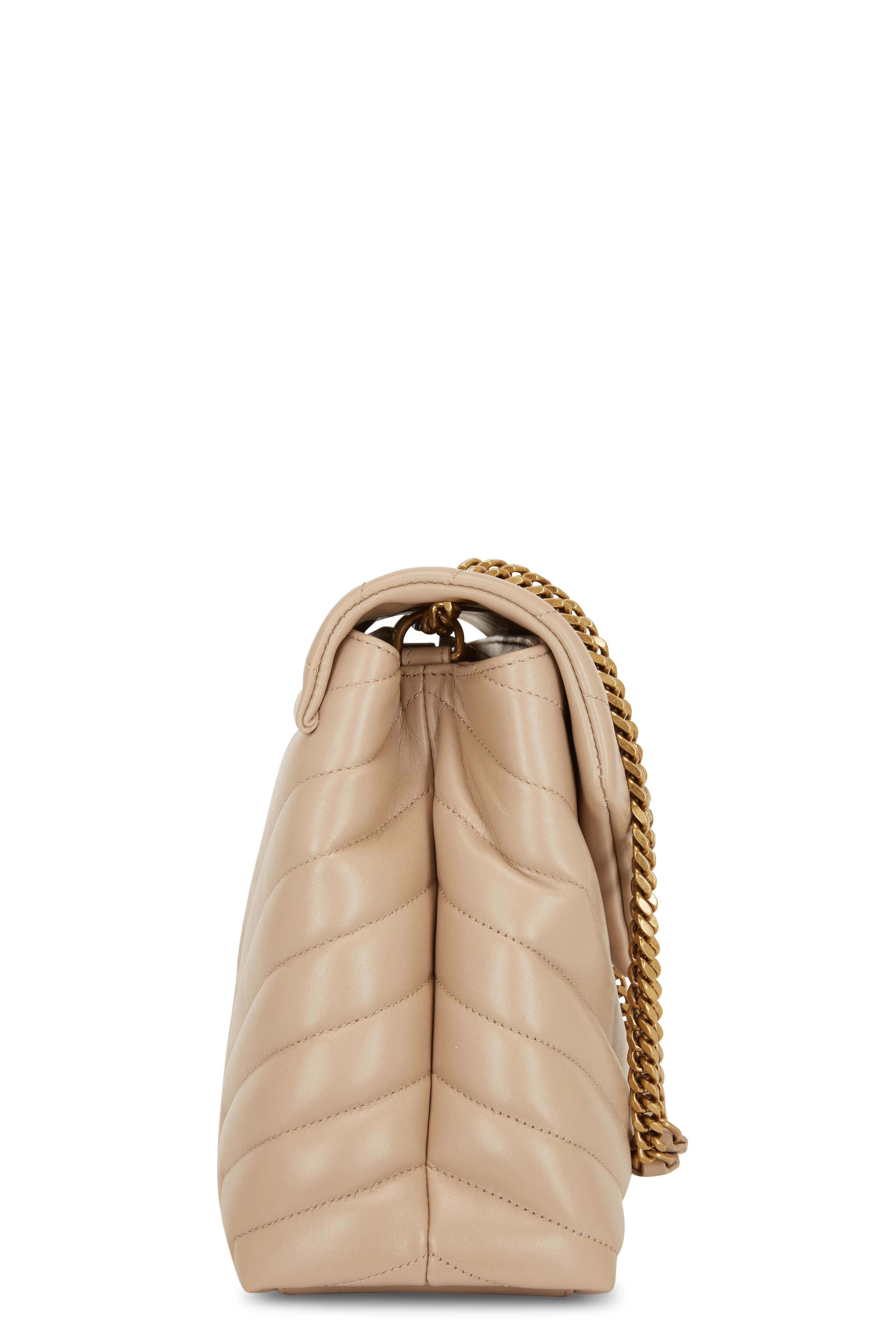 Saint Laurent - Loulou Monogram Dark Beige Quilted Shoulder Bag
