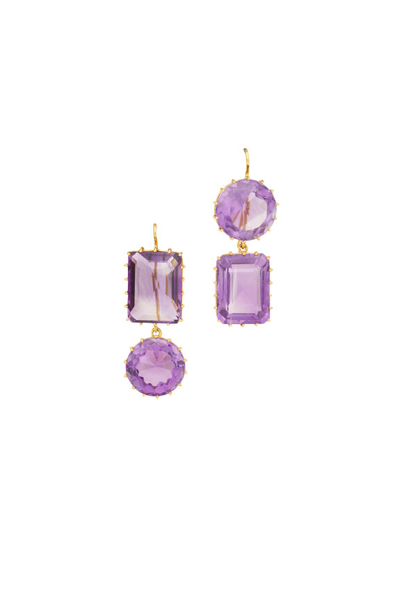Renee Lewis 18k Yellow Gold Amethyst Earrings