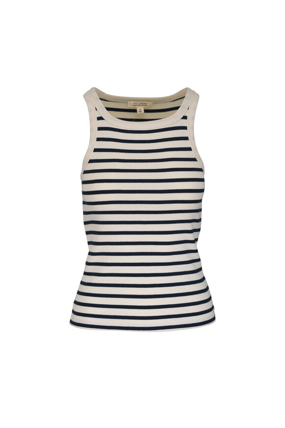 Nili Lotan Jennifer Ecru & Black Rib Tank