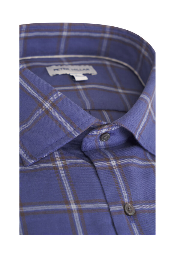 Peter Millar Blue Preston Performance Flannel Sport Shirt - view 2
