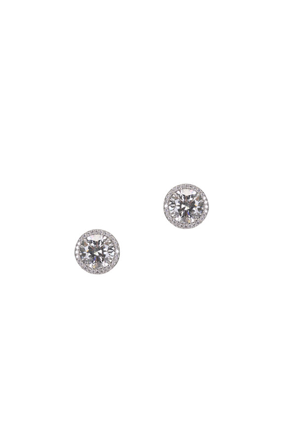Rahaminov 18k White Gold Diamond Halo Studs