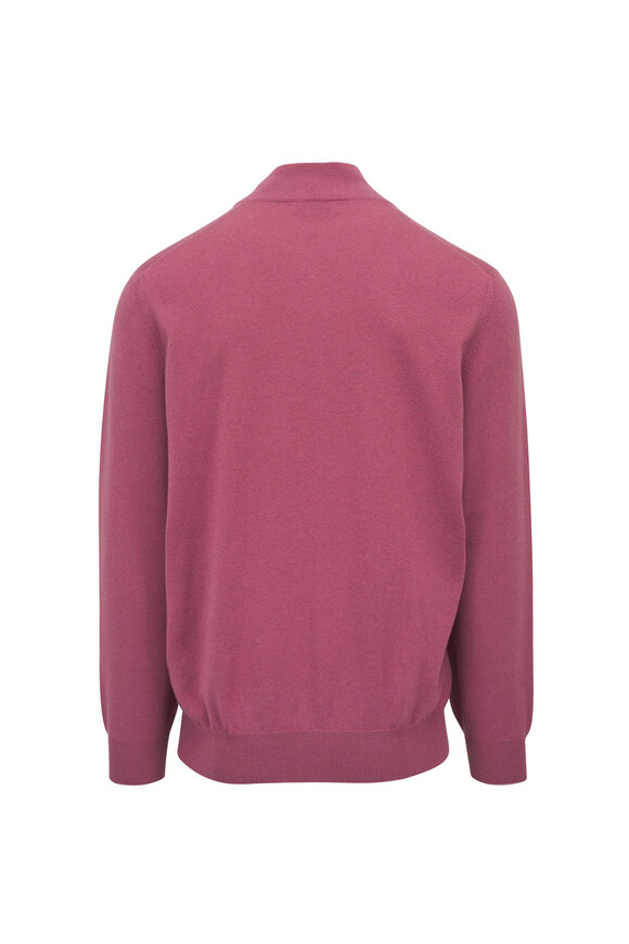 Brunello Cucinelli Coral Cashmere Quarter Zip Sweater - view 3