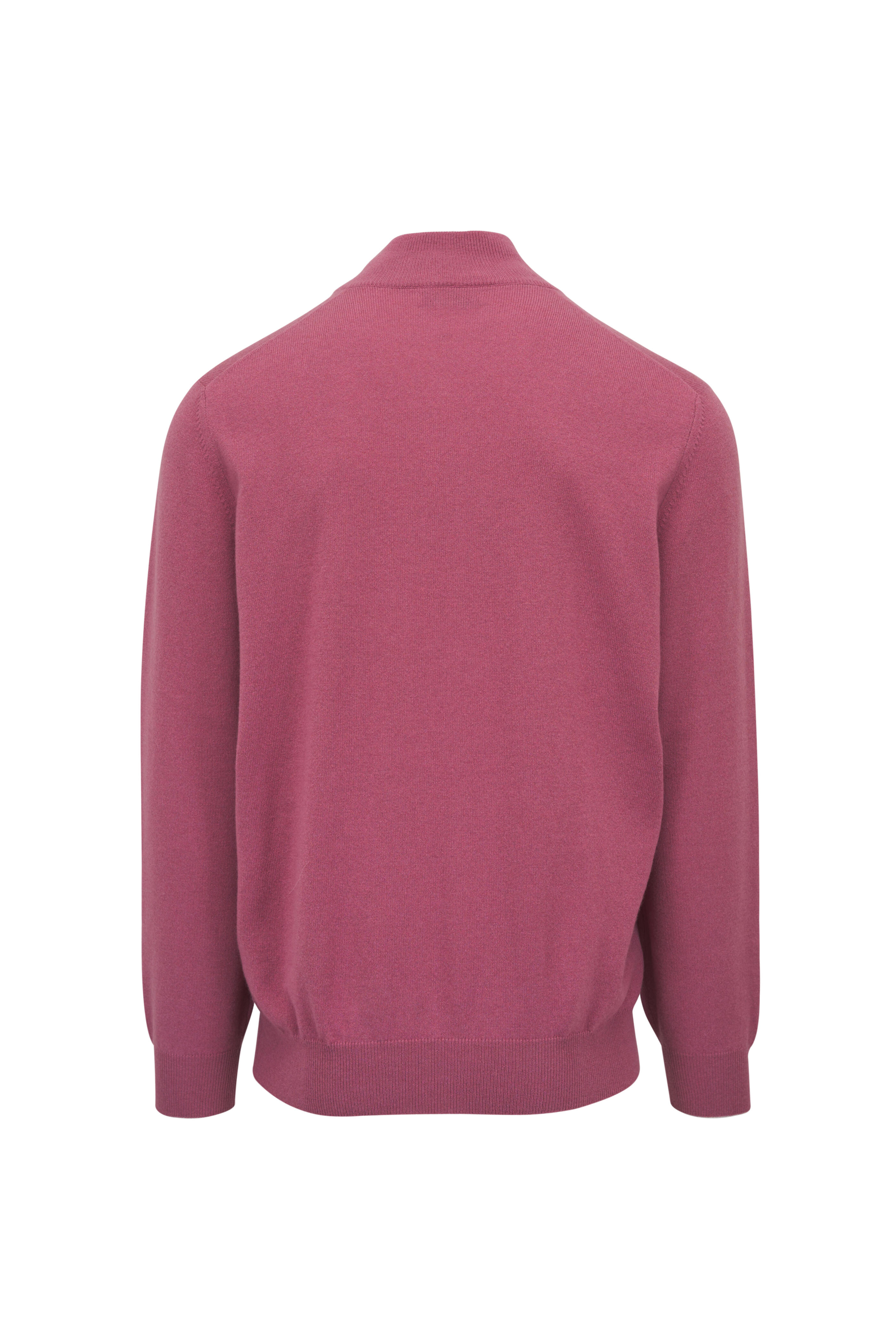 Brunello Cucinelli - Coral Cashmere Quarter Zip Sweater