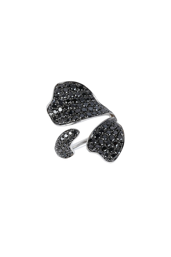 Kai Linz - 18K White Gold Black Diamond Organic Flower Ring