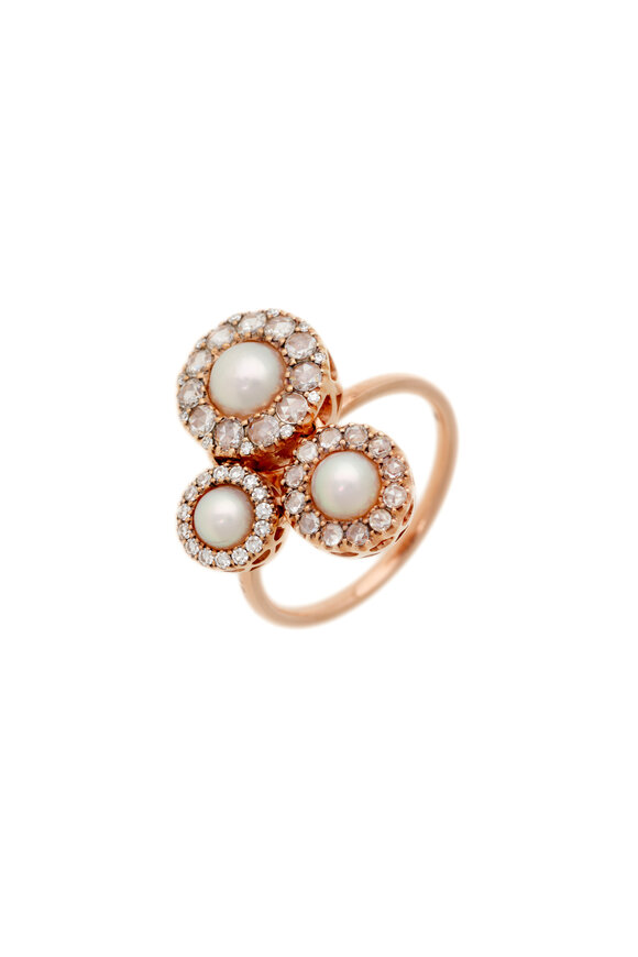 Selim Mouzannar - Beirut Rosace Triple Pearl & Diamond  Ring