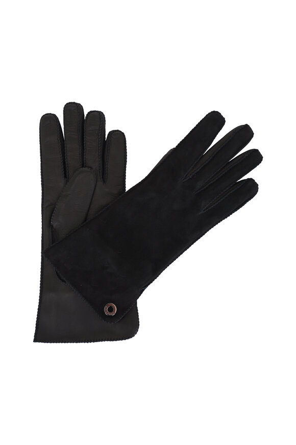 Loro Piana Jacqueline Black Suede & Leather Gloves