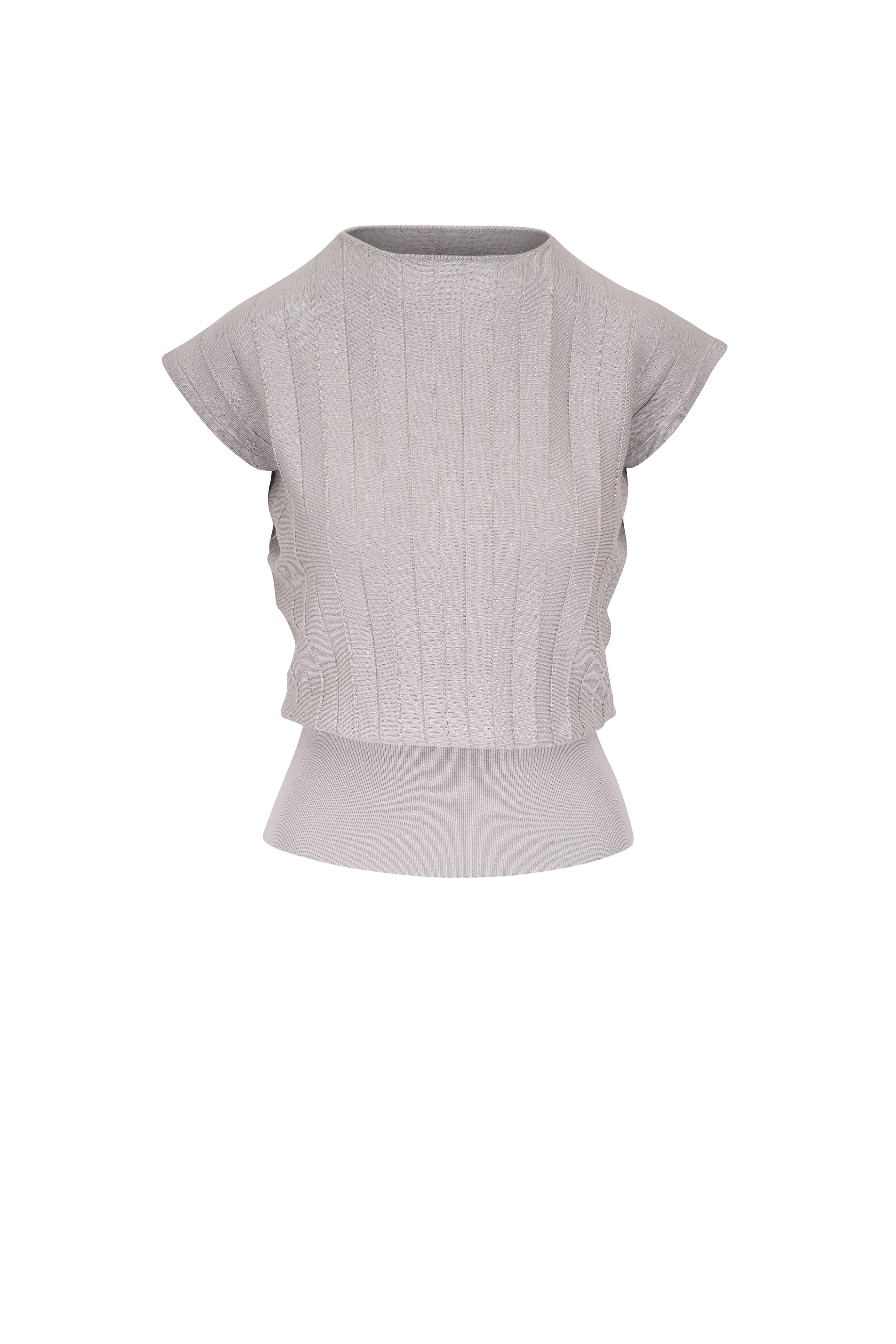 Agnona - Sand Ribbed Cap Sleeve Knit Top