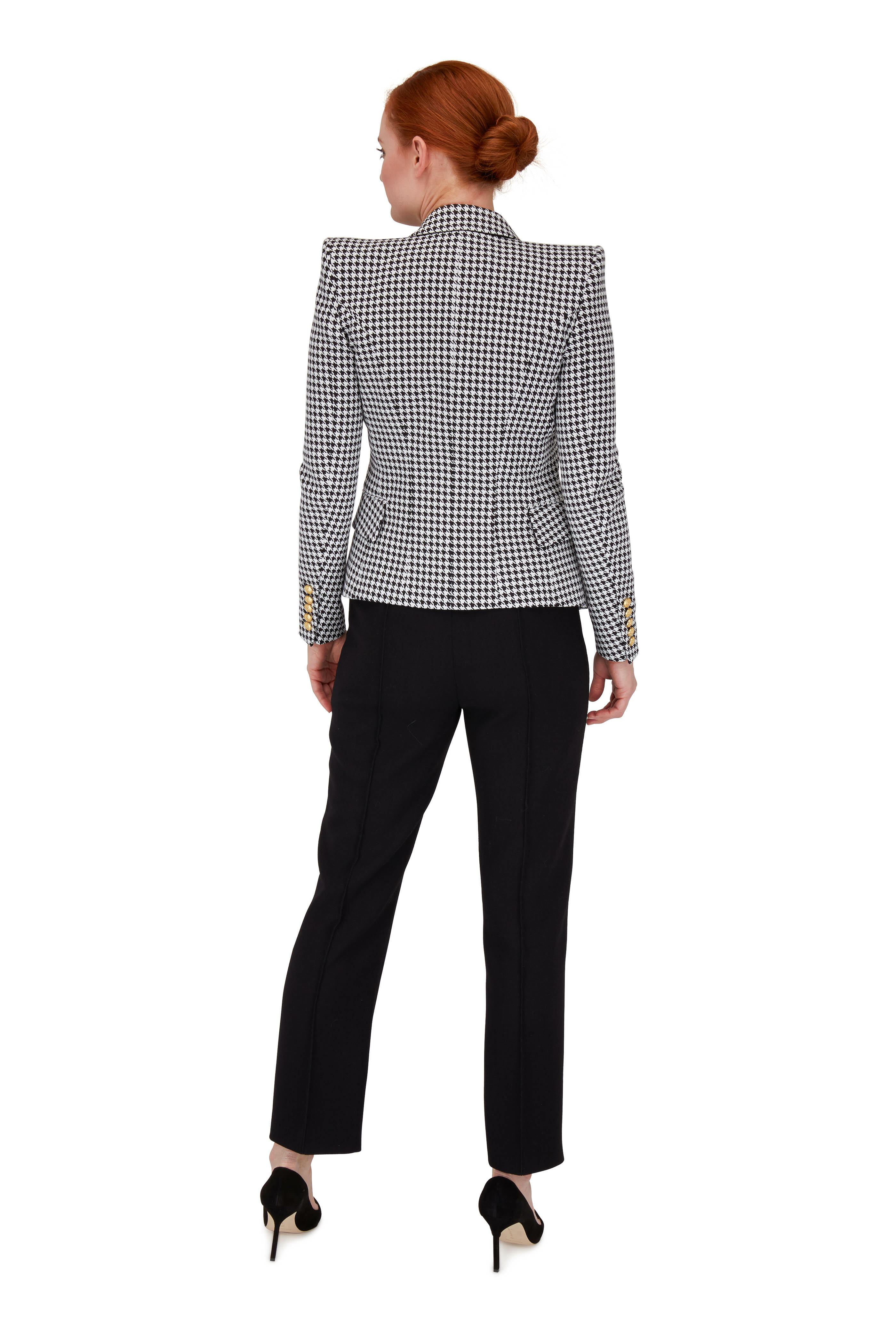 Balmain - Black & White Houndstooth Double-Breasted Jacket