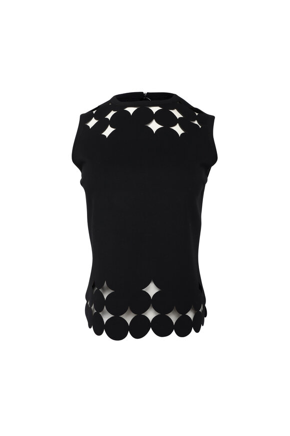 Akris Punto Black Dropping Dot Sleeveless Blouse