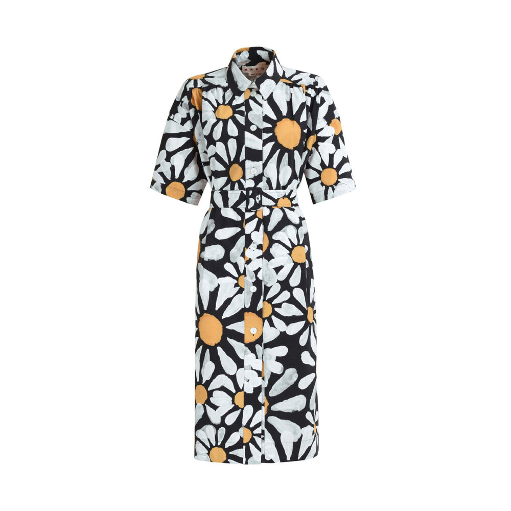 【関税&送料込】Marni Midi Shirt Dress MARNI Ruffled cotton-poplin shirt dress | THE OUTNET