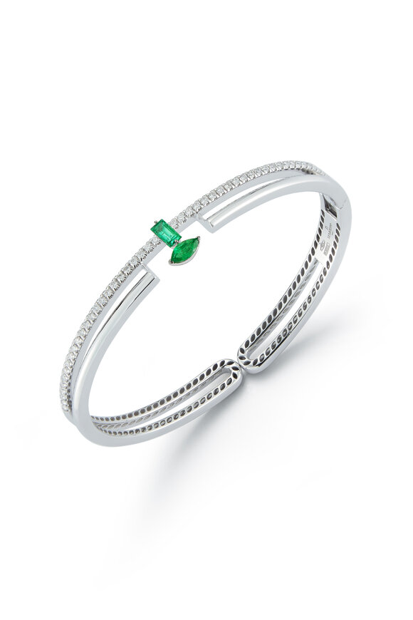 Miseno 18k White Gold Procida Diamond & Emerald Bracelet