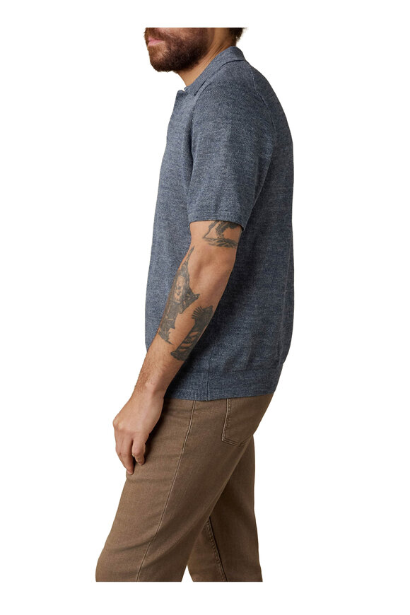 Faherty Brand Caribbean Navy Mélange Linen Sweater Polo - view 5