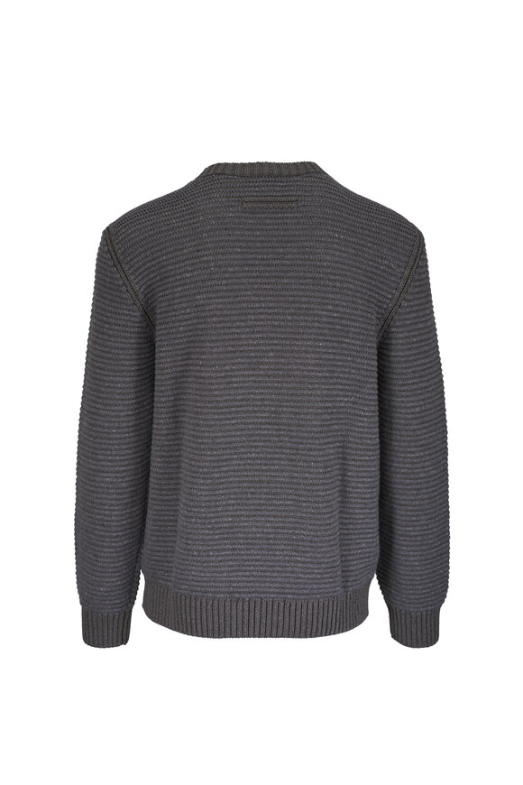 Zegna Brown Silk, Linen & Cashmere Jacquard Sweater - view 3