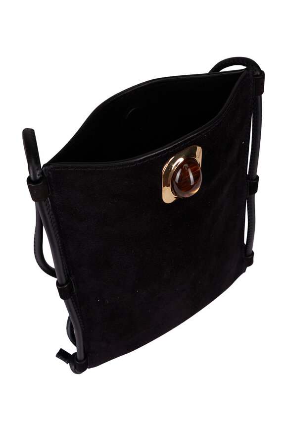 Veronica Beard Tether Tiger’s Eye Cabochon Black Suede Crossbody - view 4