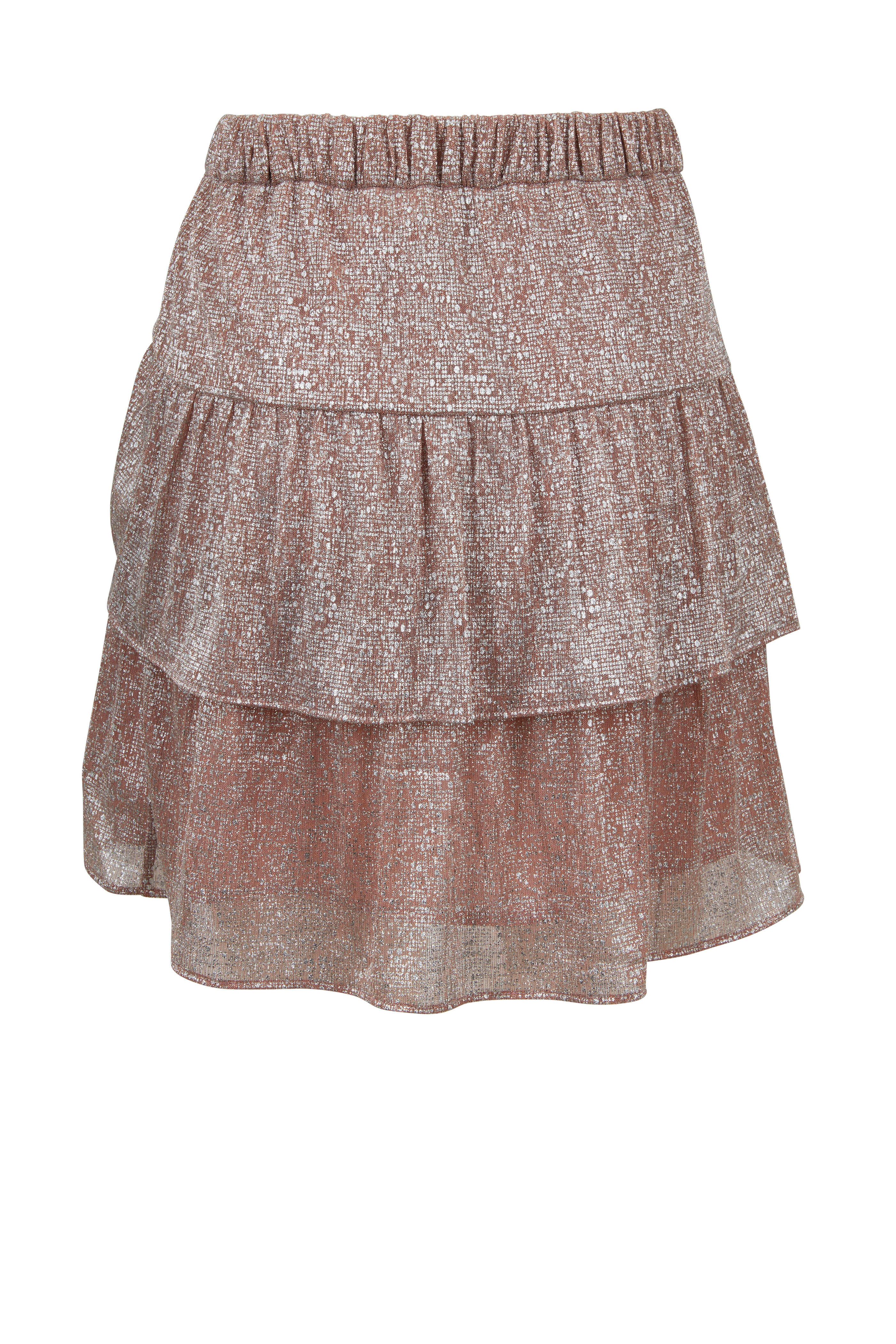 IRO - Huge Metallic Pink Flounce Hem Skirt | Mitchell Stores
