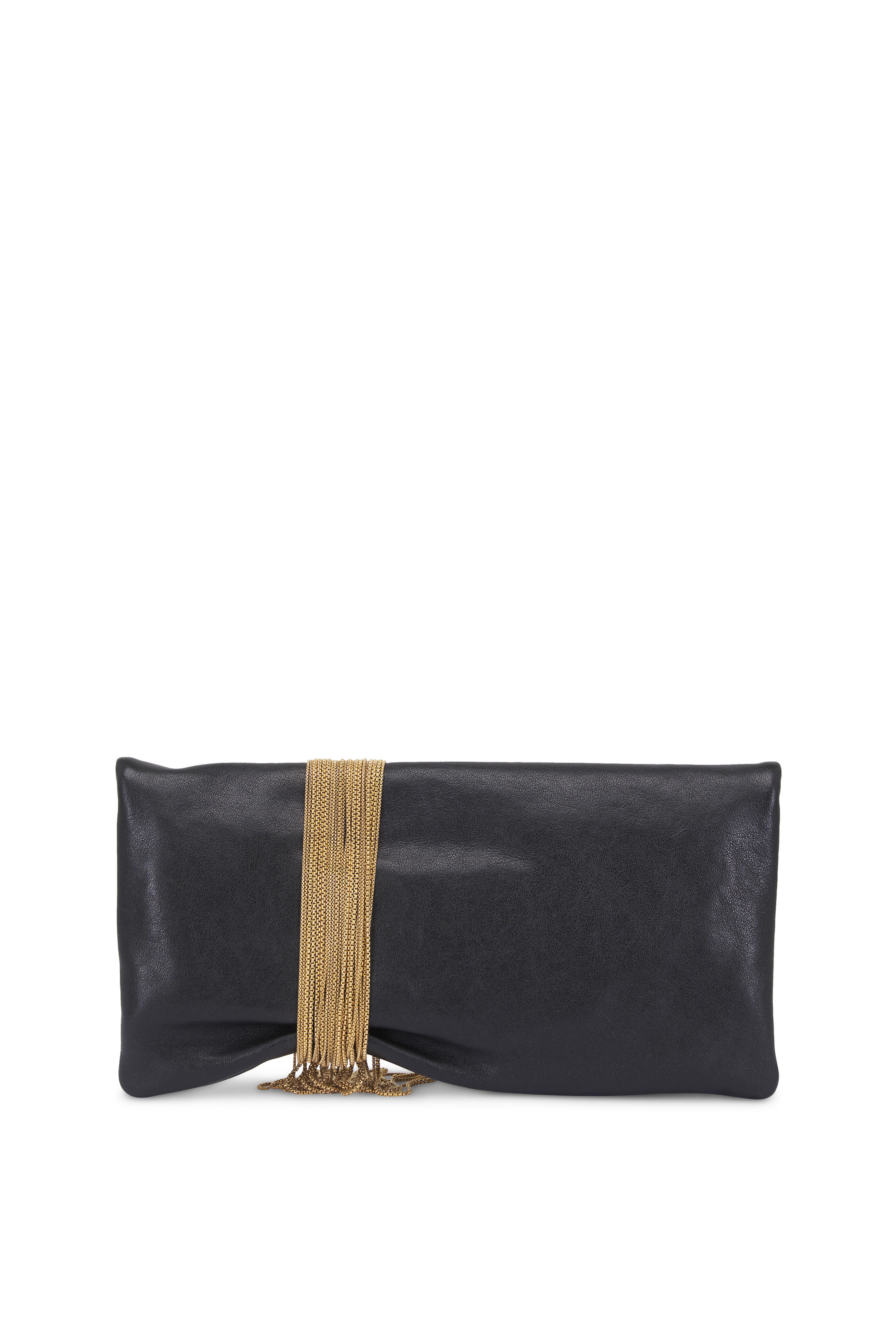 Jimmy Choo - Zandra Black & Gold Leather Clutch