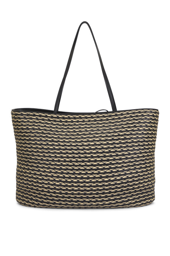 The Row Large Beau Black & Natural Raffia Tote