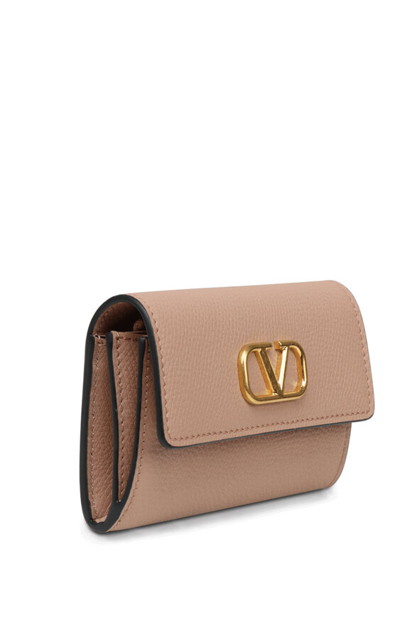 Valentino Garavani VLogo Rose Cannelle Business Flap Card Case - view 2