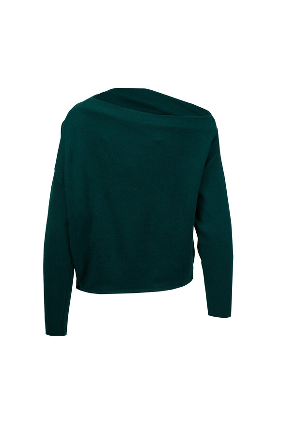 The Sei Asymmetrical Forest Green Drape Sweater - view 2