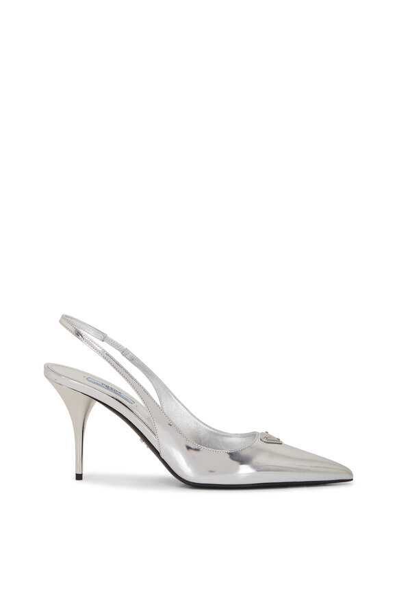 Prada - Argento Silver Metallic Slingback, 85mm 