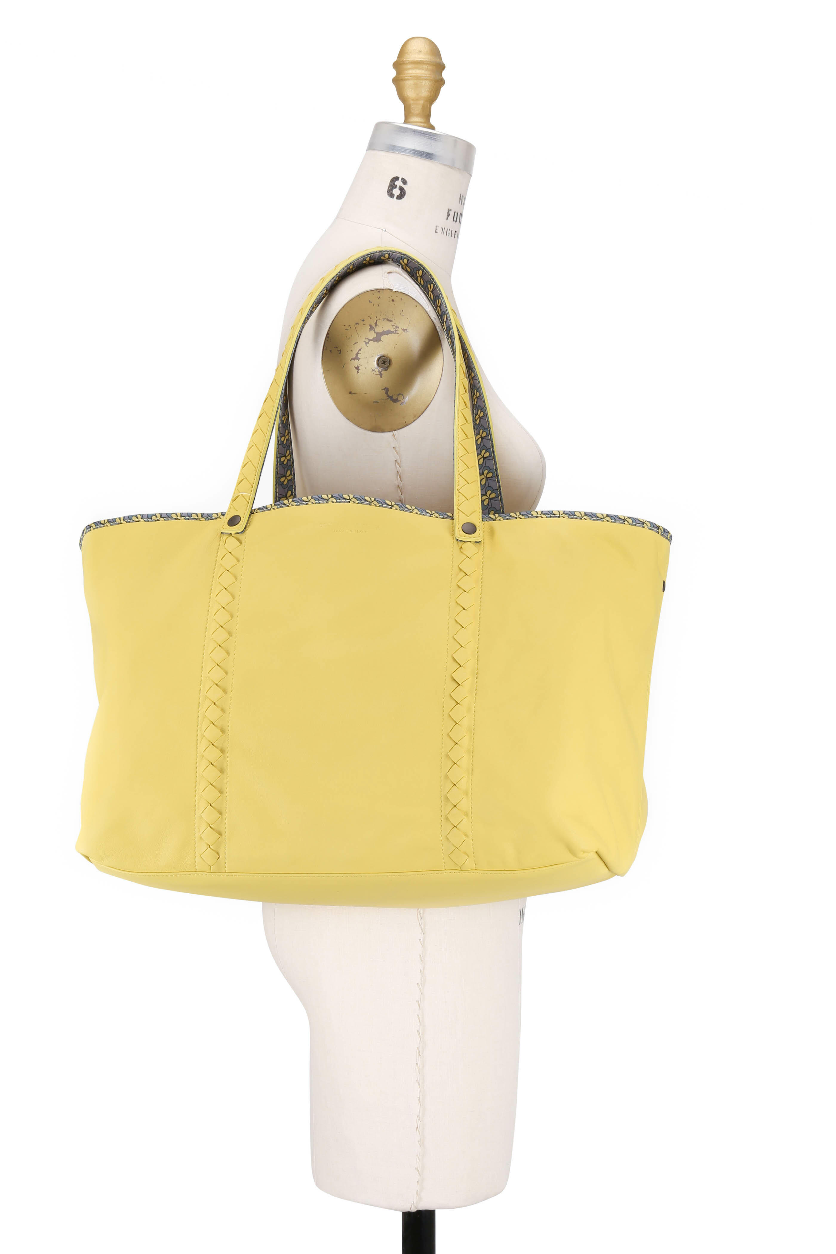 Bottega Veneta - Yellow Leather Contrast Printed Lined Large Tote