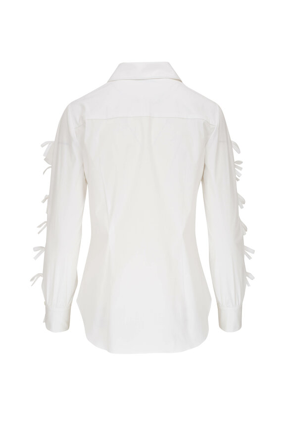 Carolina Herrera - White Bow Sleeve Cotton Blouse 