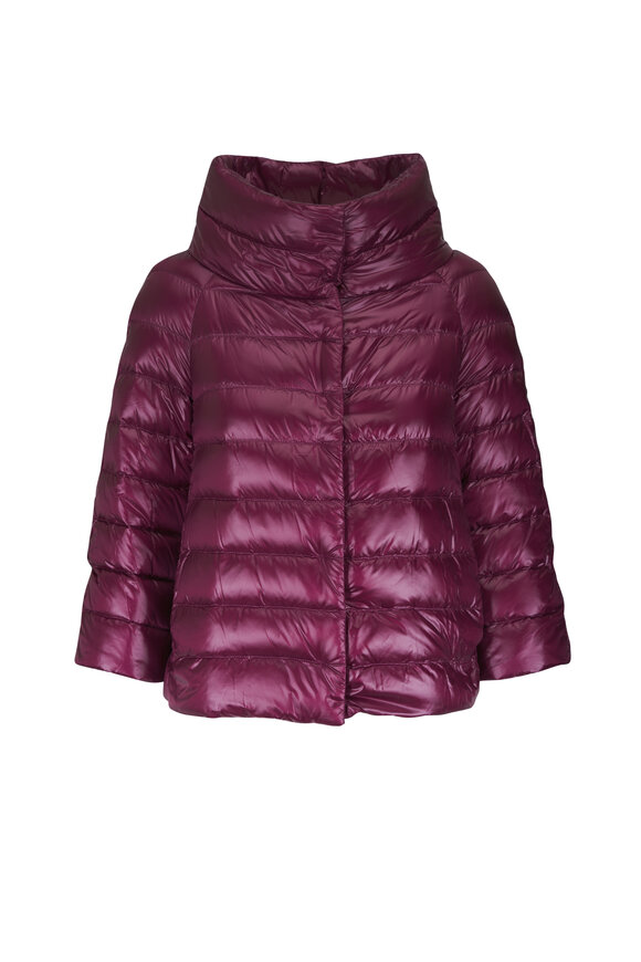 Herno Sofia Burgundy Three-Quarter Sleeve Puffer Jacket - view 1