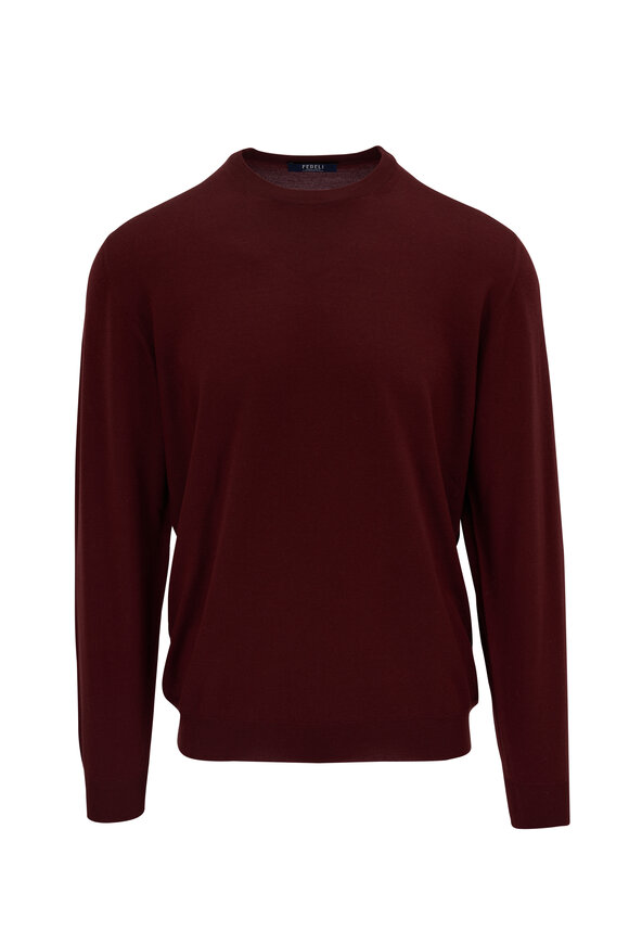 Fedeli - Burgundy Wool Crewneck Sweater 