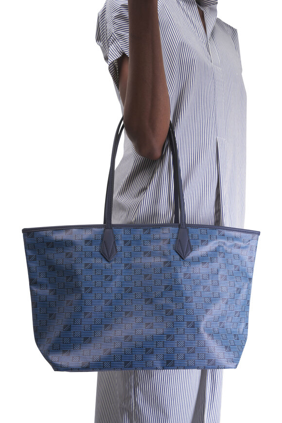 Moreau Paris Medium Saint Tropez Navy Blue Monogram Tote - view 3