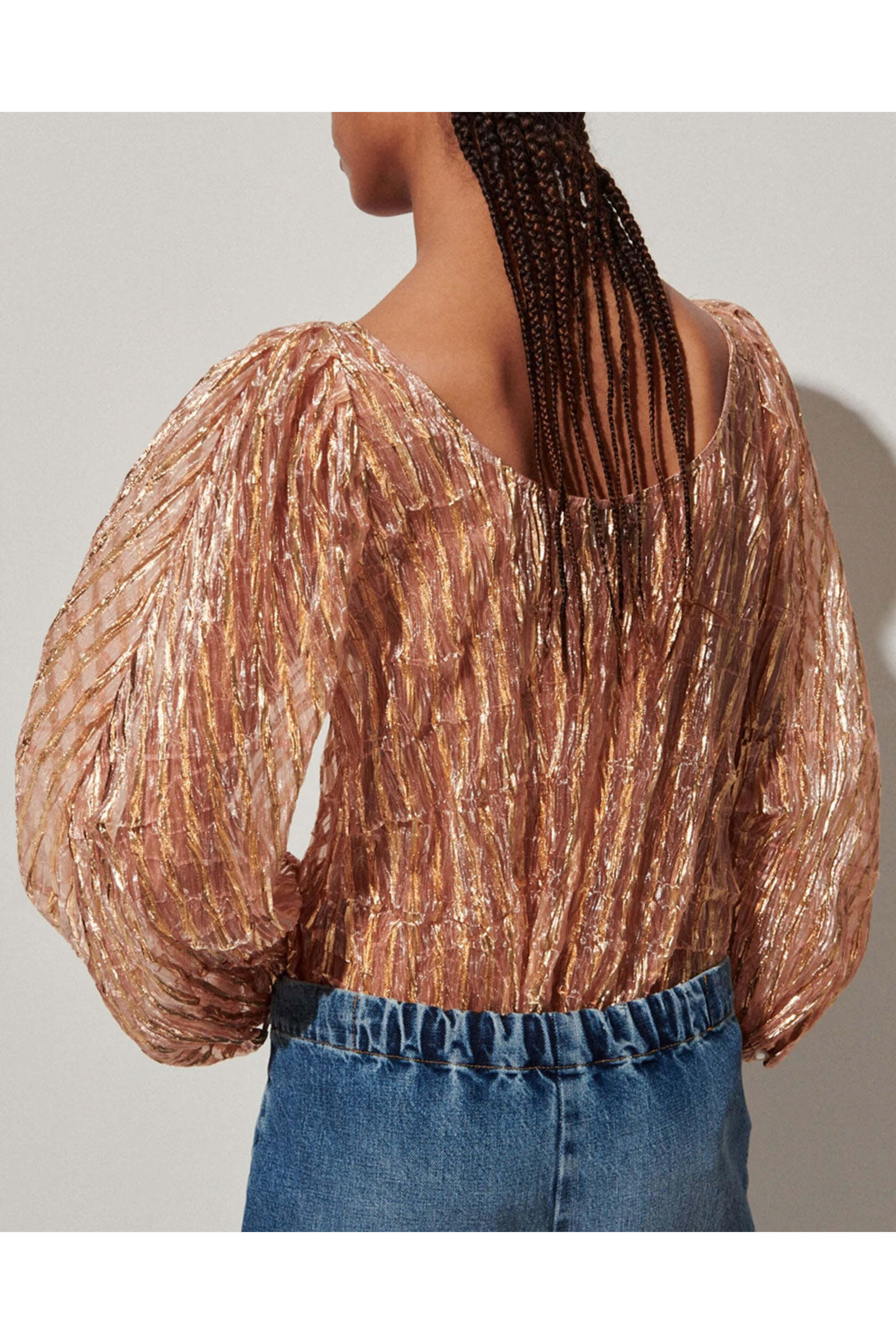 Rachel Comey - Metallic Peach Swoop Blouse | Mitchell Stores