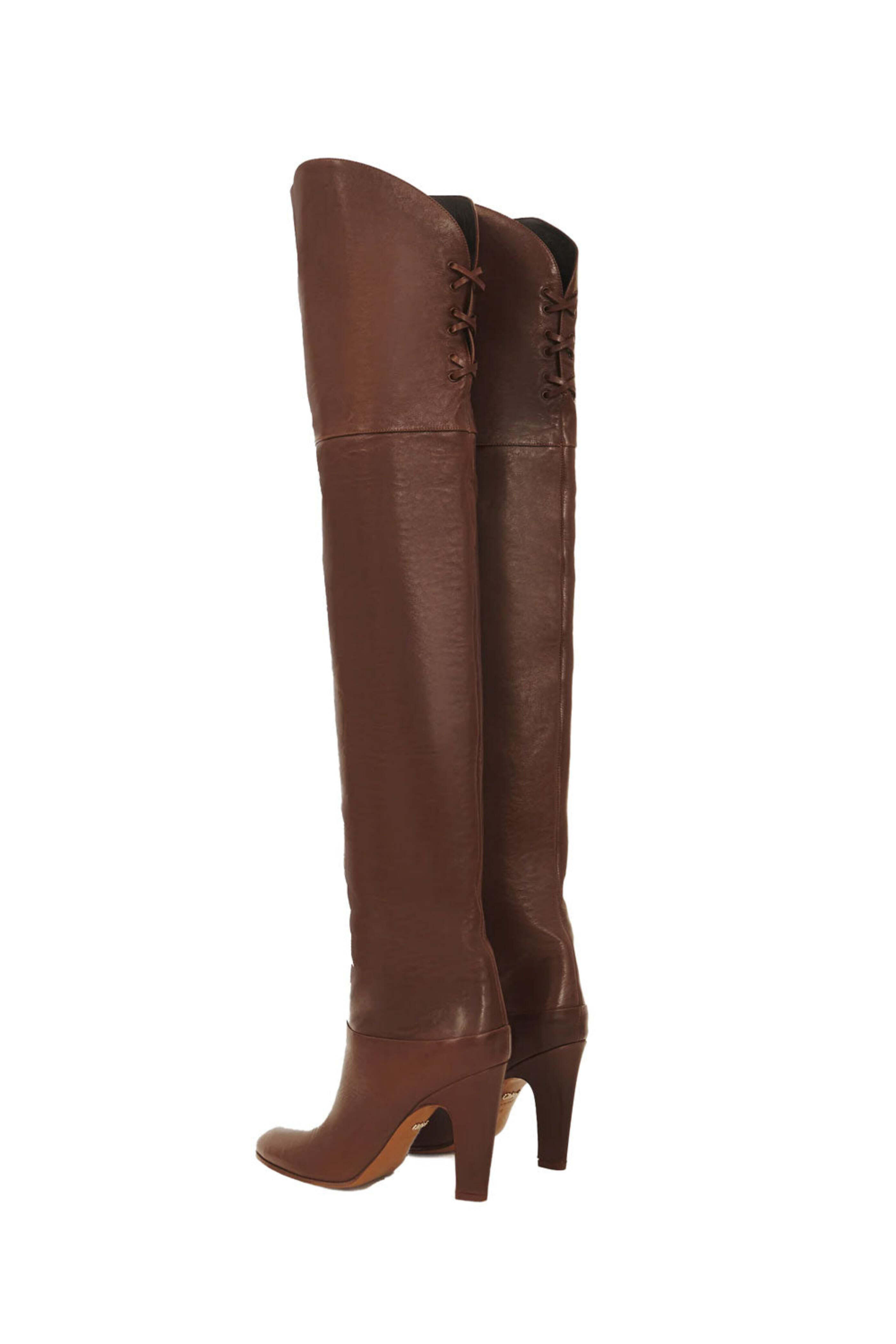 Chloé - Eve Leather Over The Knee Boot in Sooty Brown