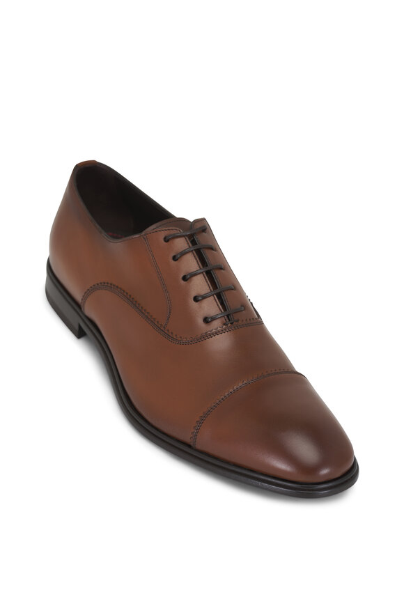 Ferragamo Boston Brown Leather Lace Up Dress Shoe