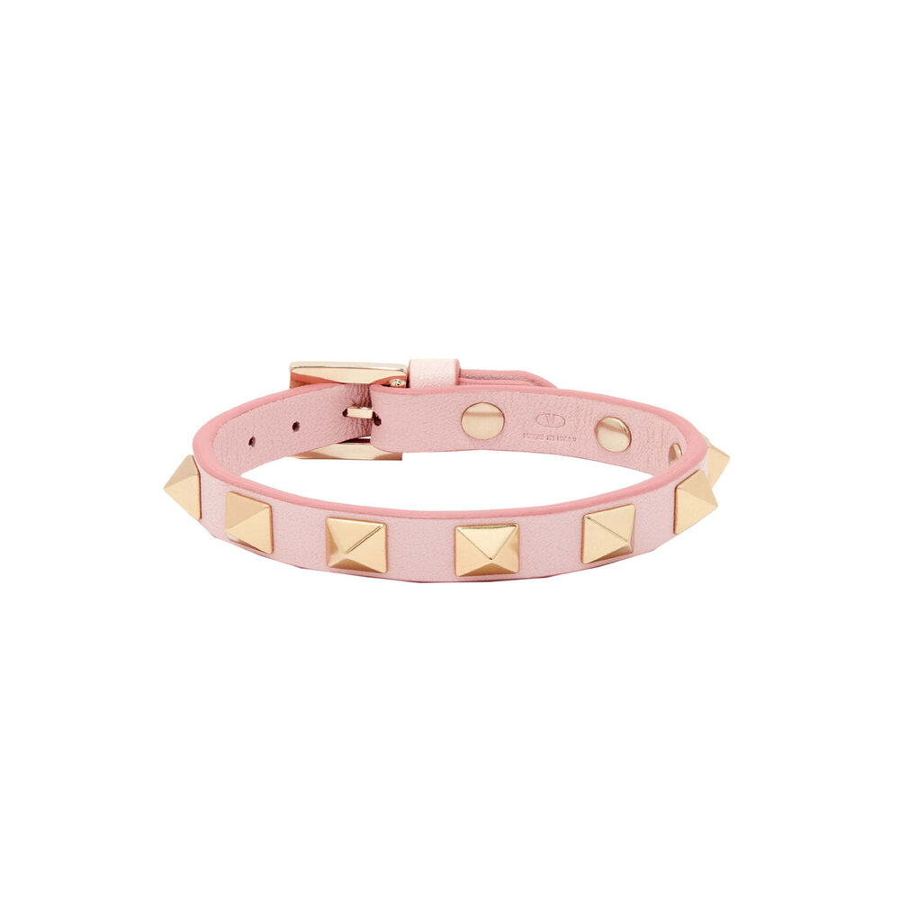 【関税＆送料込み】Valentino Garavani \"Coeur \" Bracele Valentino Garavani - Rockstud Leather Bracelet in Popeline Blue