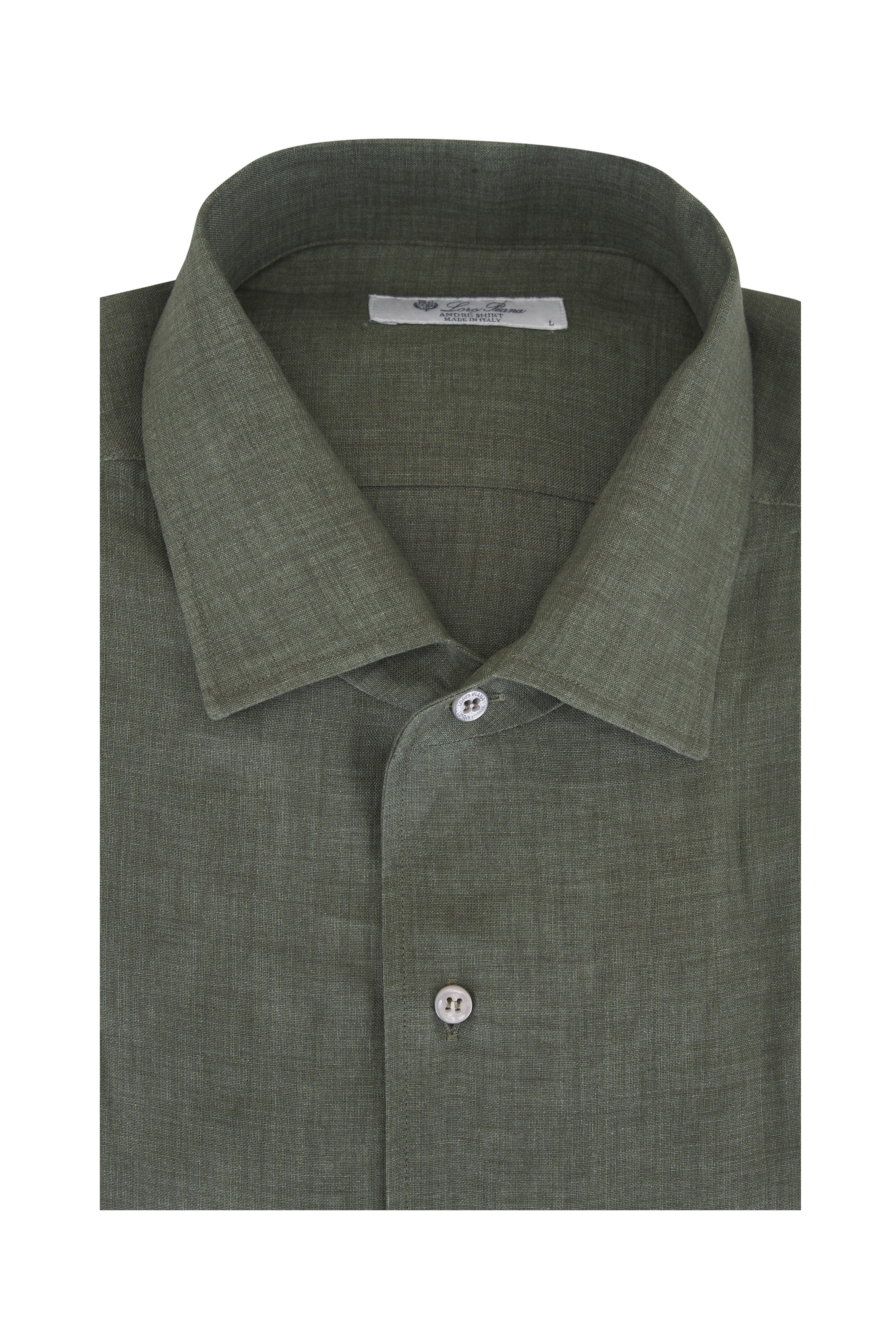 Loro Piana - André Solid Green Linen Sport Shirt