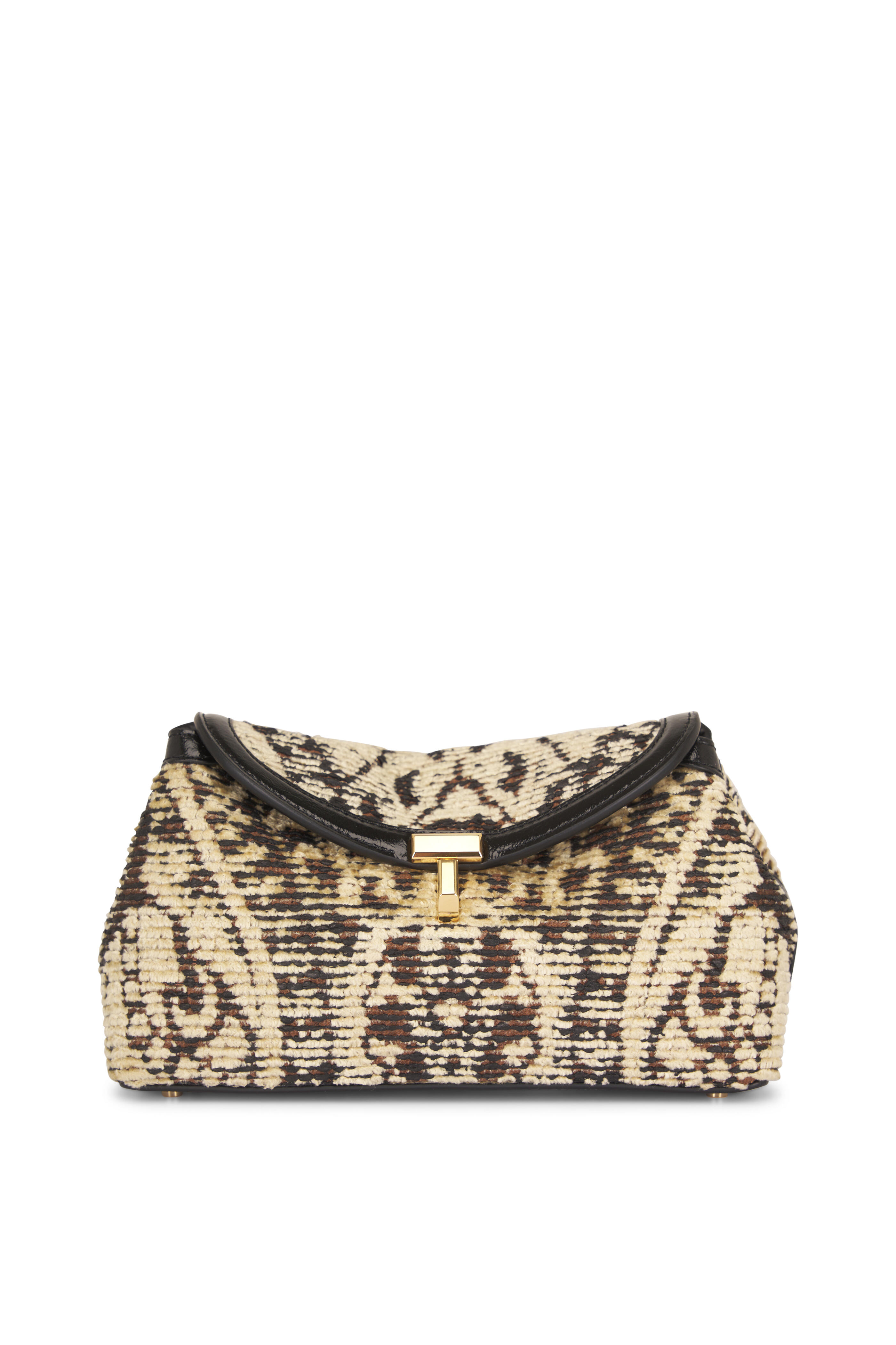 Totême - Mini T-Lock Black & Ivory Paisley Clutch - view 1