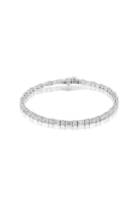 Nam Cho 18k White Gold Round & Baguette Diamond Bracelet