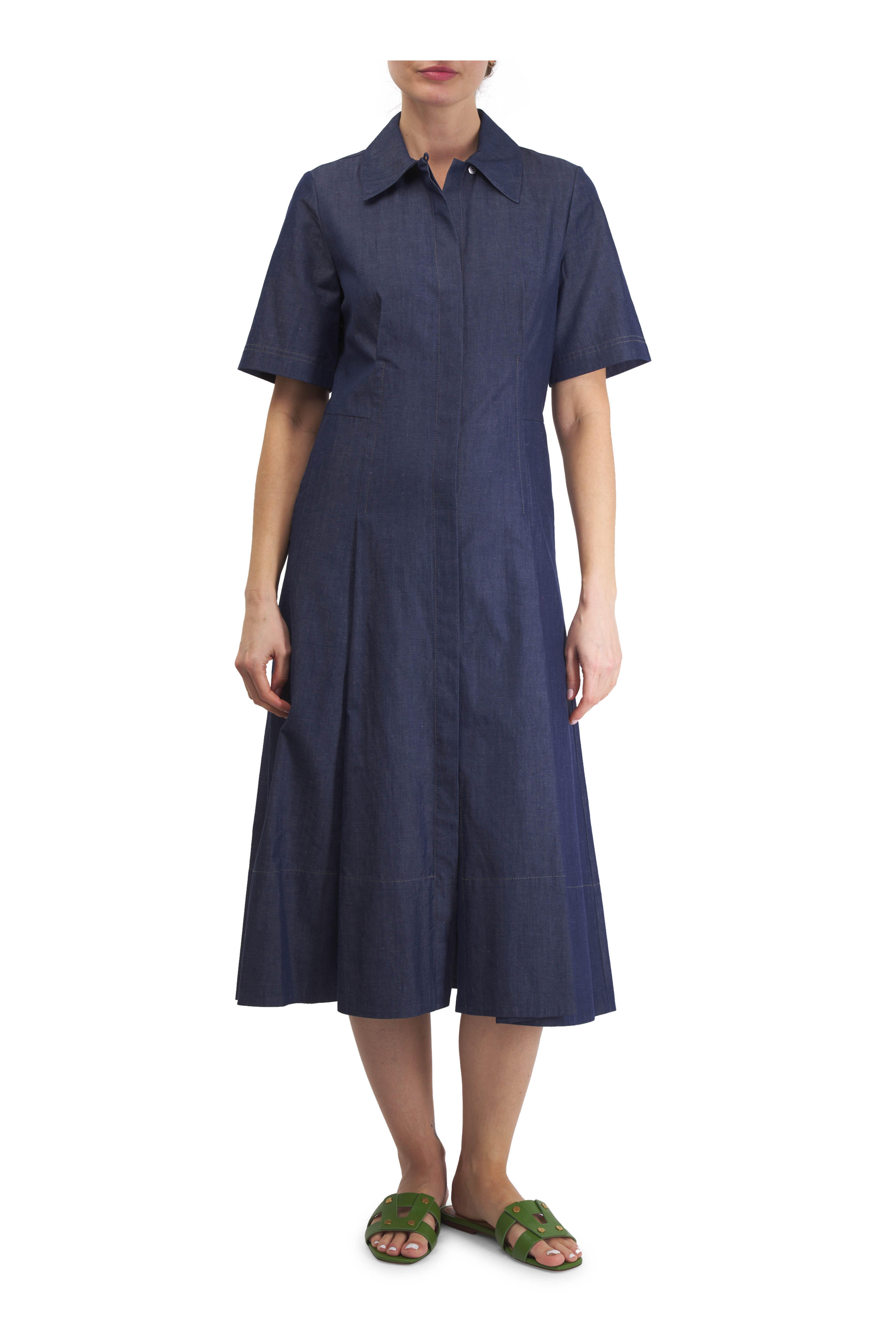 Vince - Denim Short Sleeve Midi Dress