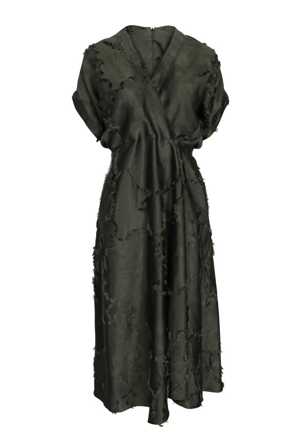 Zero + Maria Cornejo Aki Wave Olive Lotus Coupe Dress