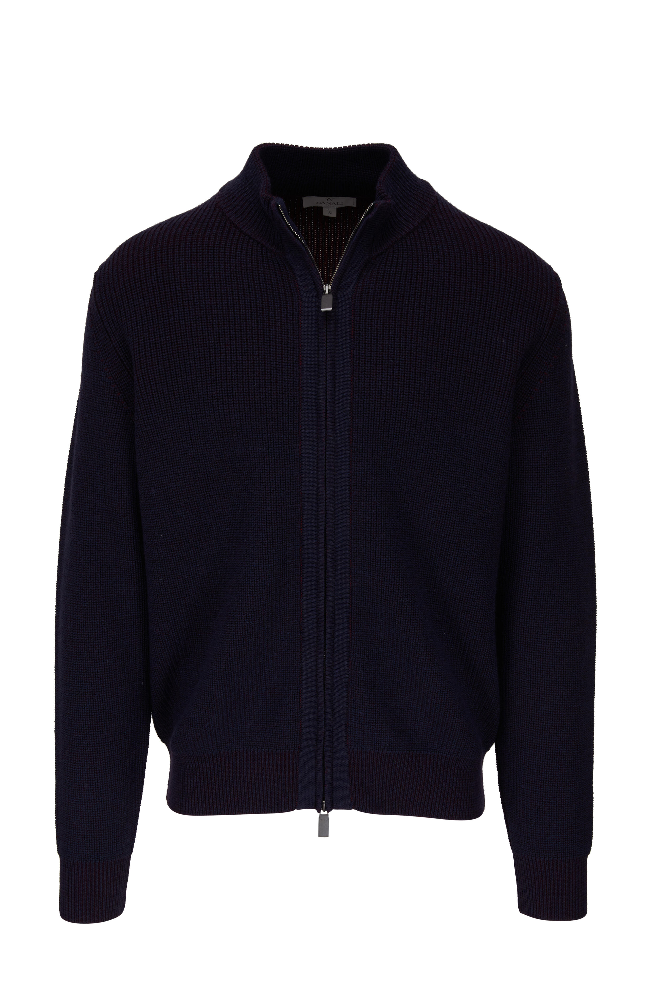 Canali - Navy Wool Full Zip Sweater | Mitchell Stores