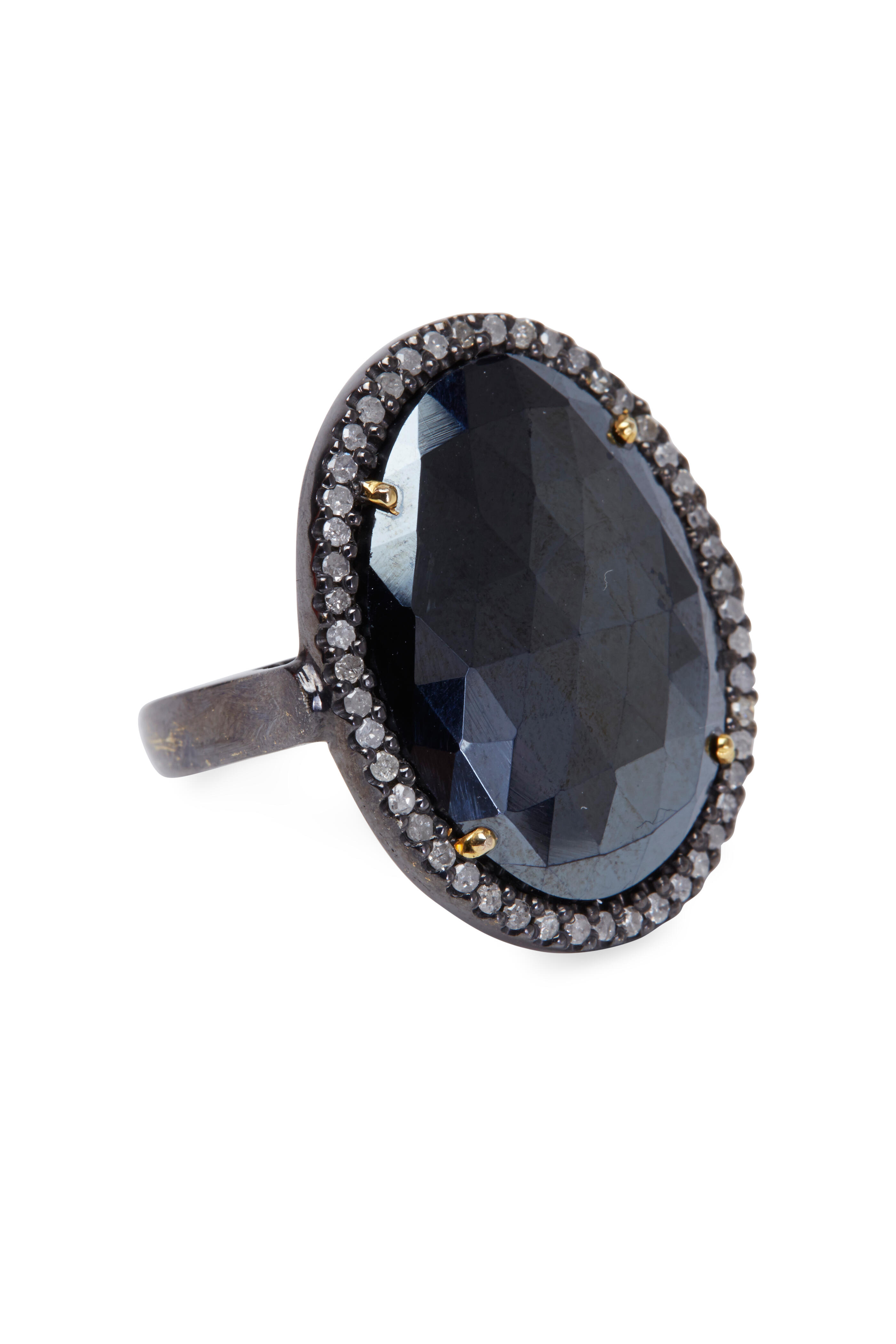 Loren Jewels - Sterling Silver Black Spinel Diamond Ring